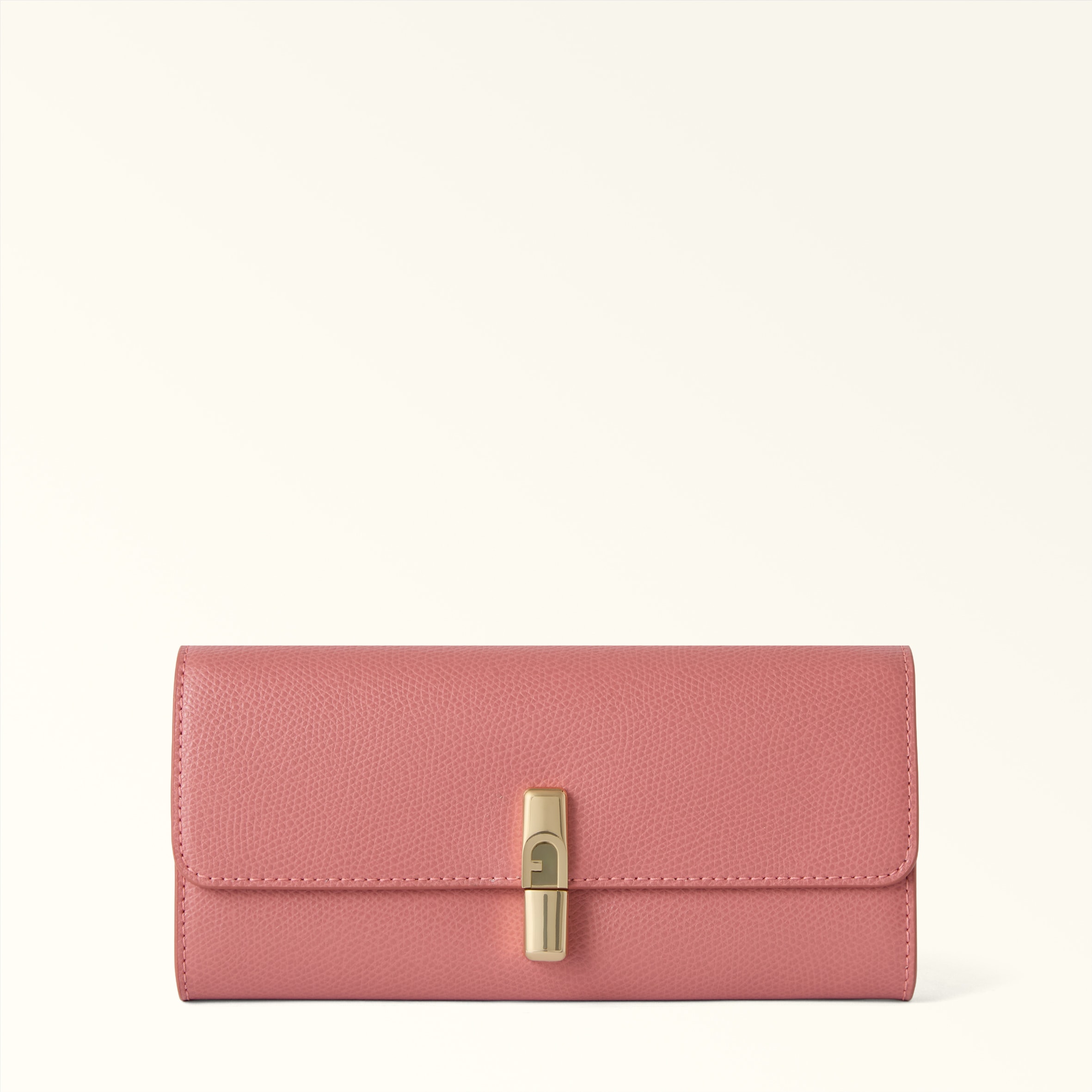 Furla Pink Iride Continental Wallet Xl Rosewood Textured Leather Woman