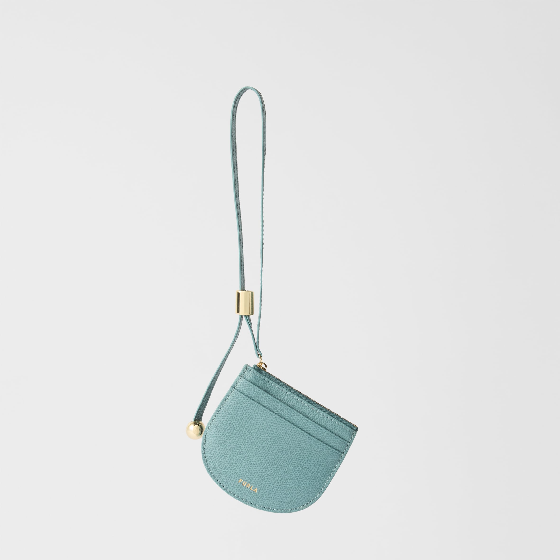Furla Laura Card Case S Cloud Blue Blue Textured Leather Woman