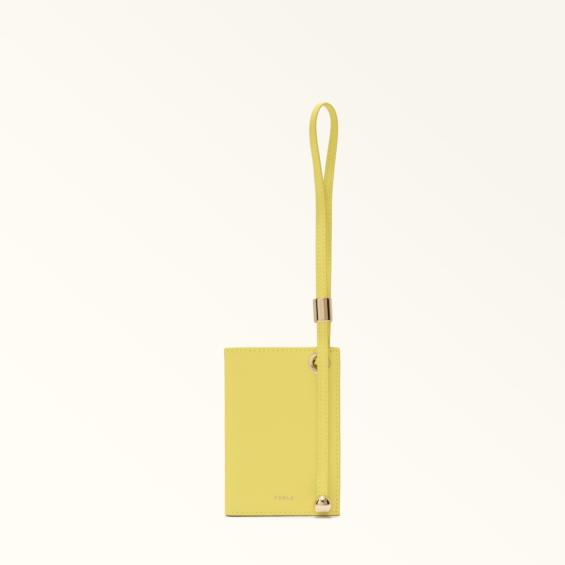 Furla Laura Card Case S M Yellow Yellow Textured Leather Woman