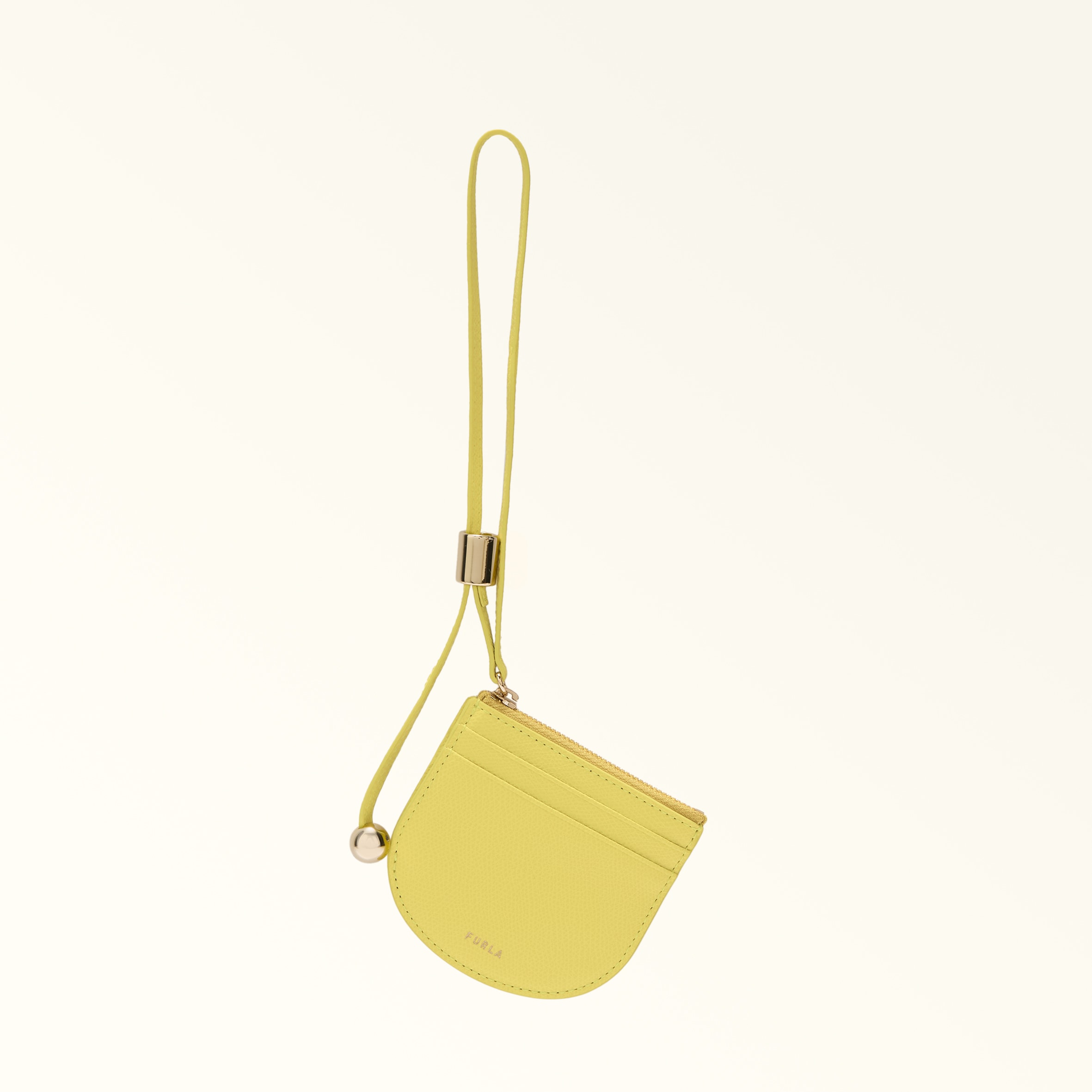 Furla Laura Card Case S M Yellow Yellow Textured Leather Woman