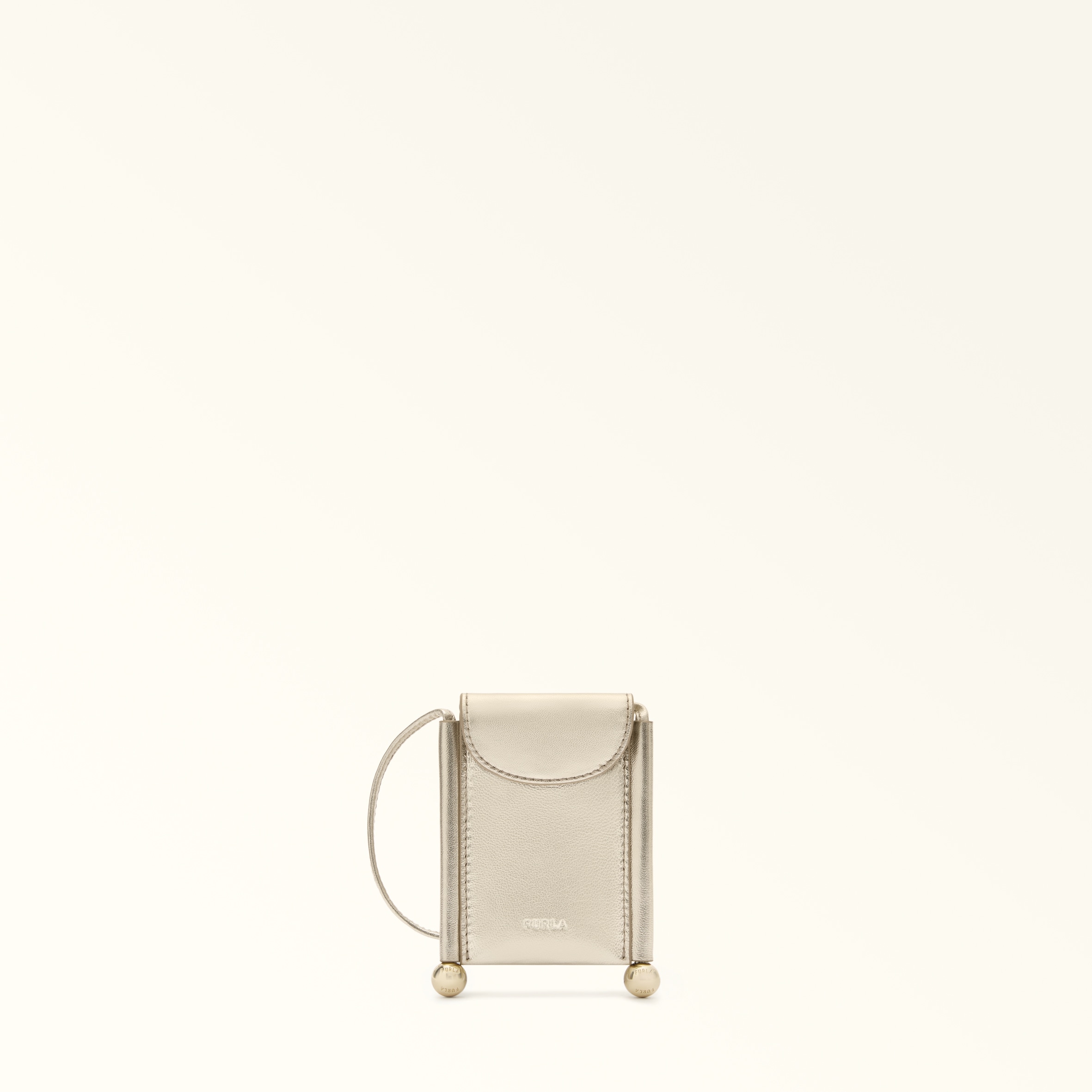 Furla Sfera Soft Porta Carte Di Credito S Color Gold Oro Pelle Di Vitello Metal Dattero Lux Donna