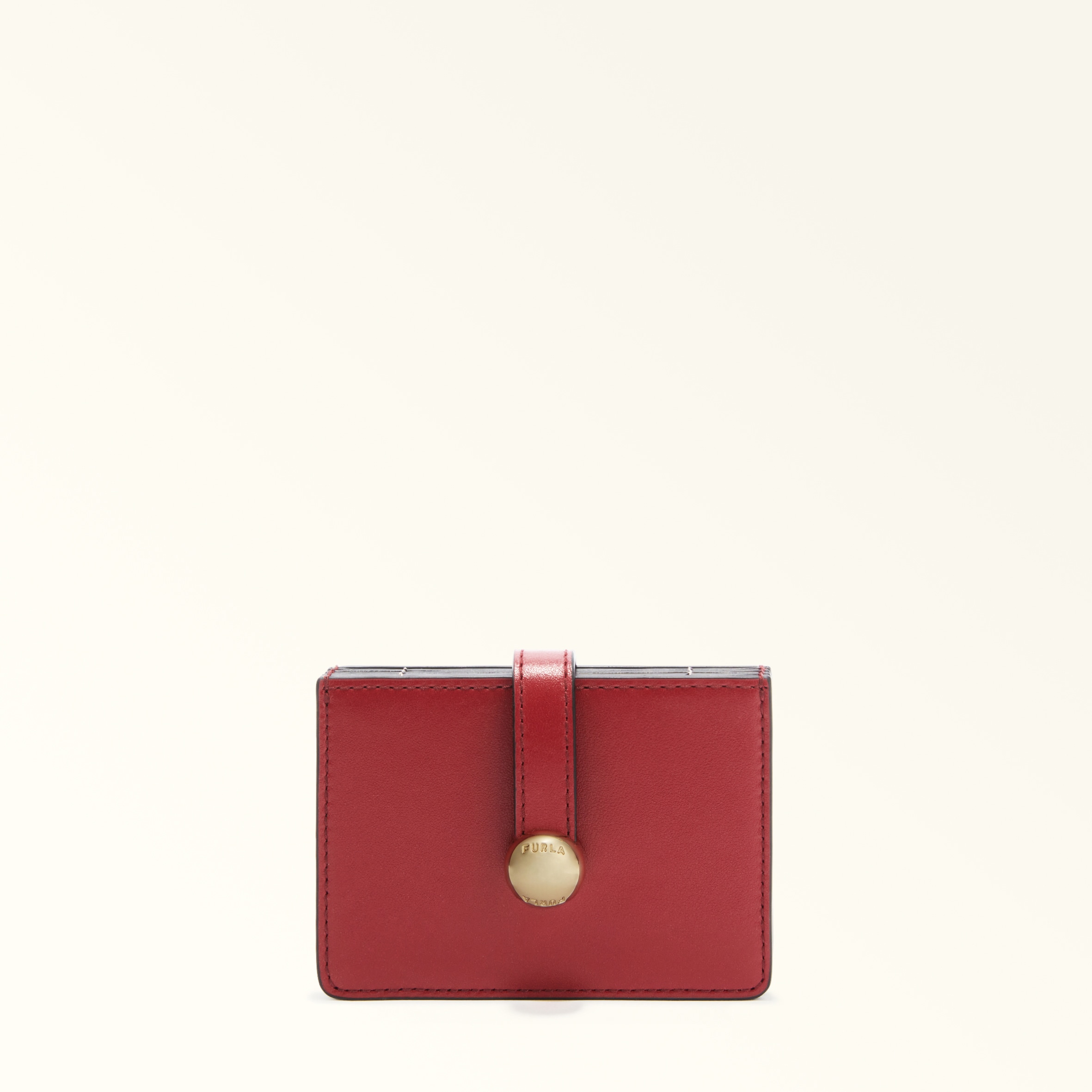 Furla Sfera Porta Carte Di Credito M Lacca Pelle Di Vitello Morbida Donna In Red