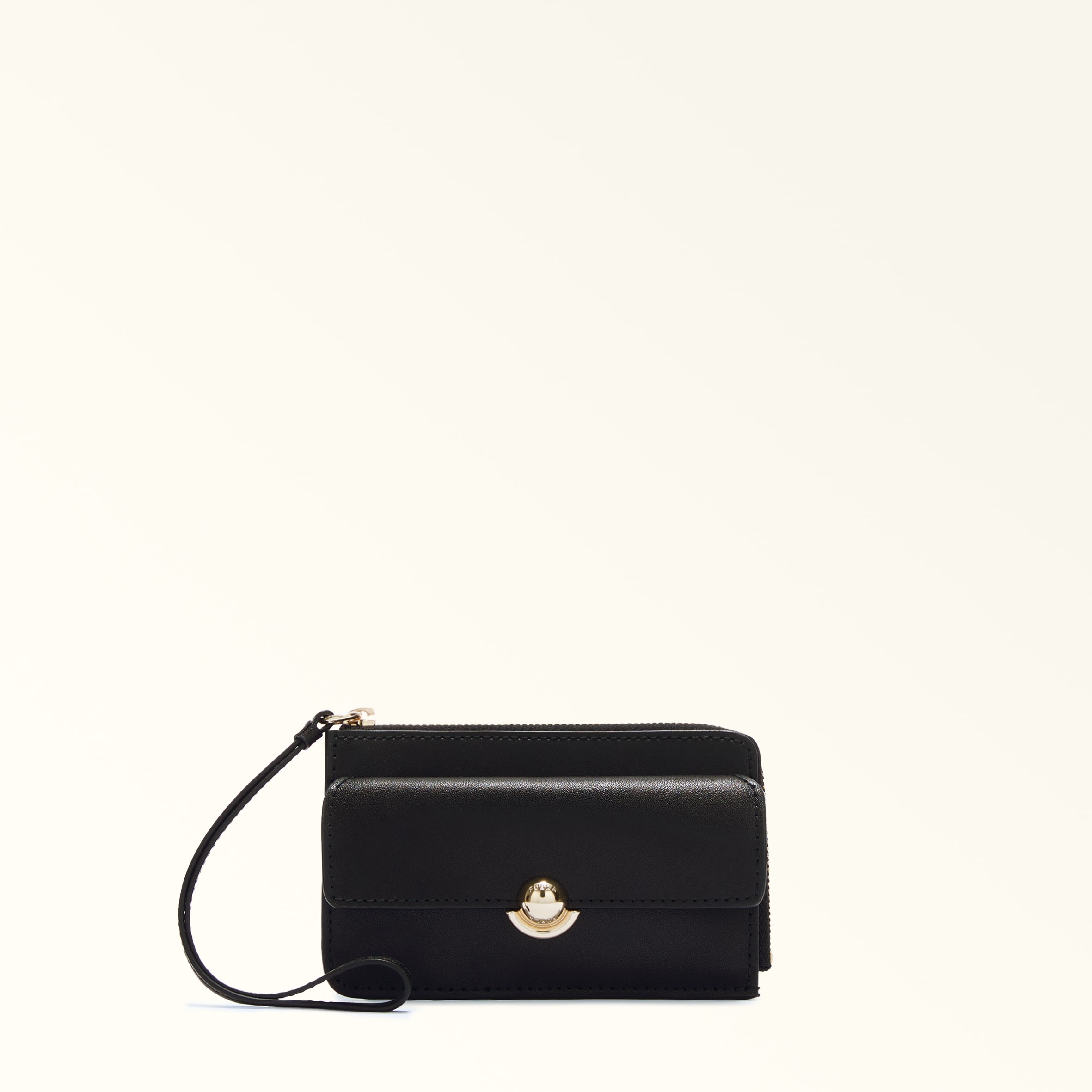 Furla Black Sfera Card Case M Nero Sidney Calf Leather Woman