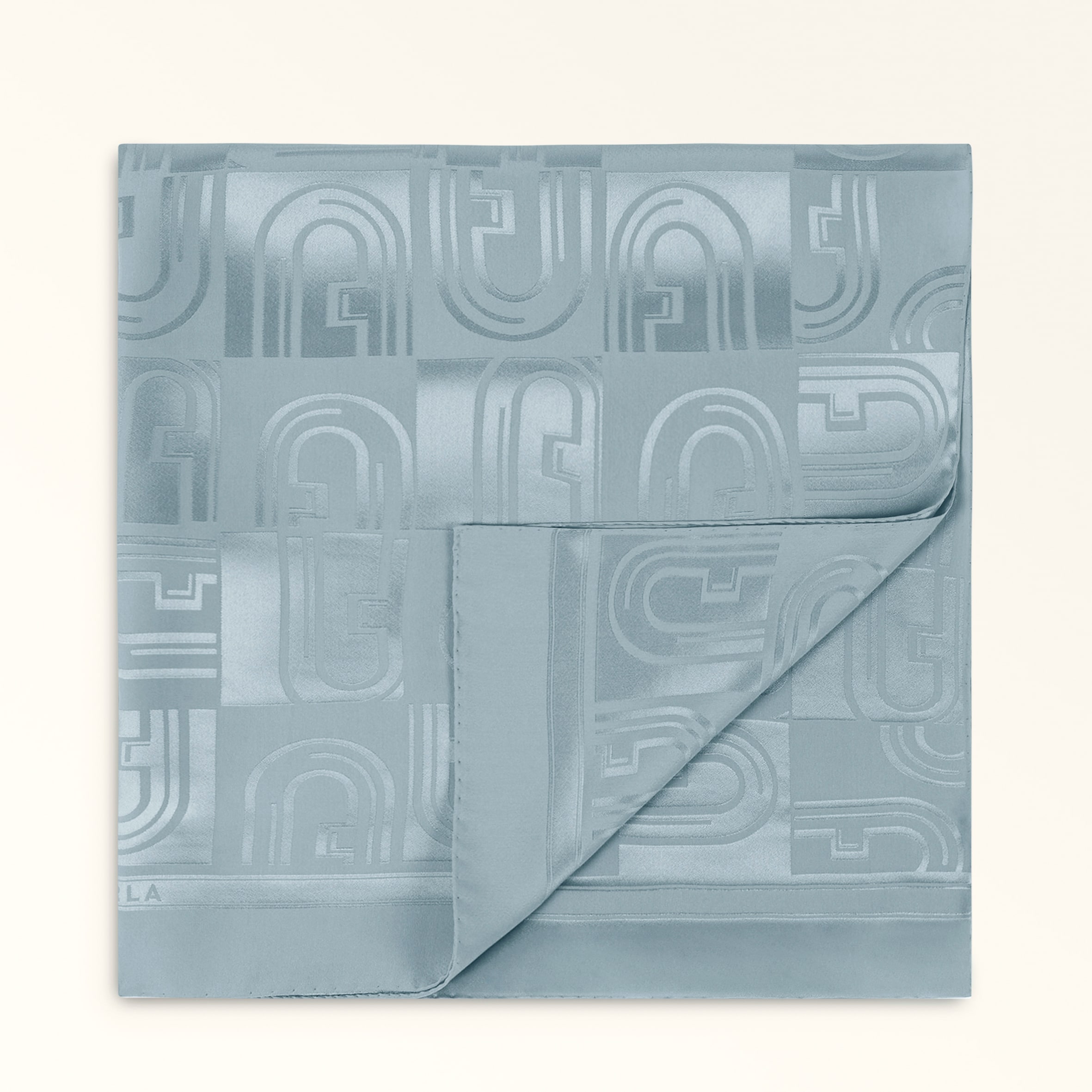 Furla Lotus Stola 70x200 Cirro Chiffon Di Seta Con Stampa Arco Dama Donna In Blue