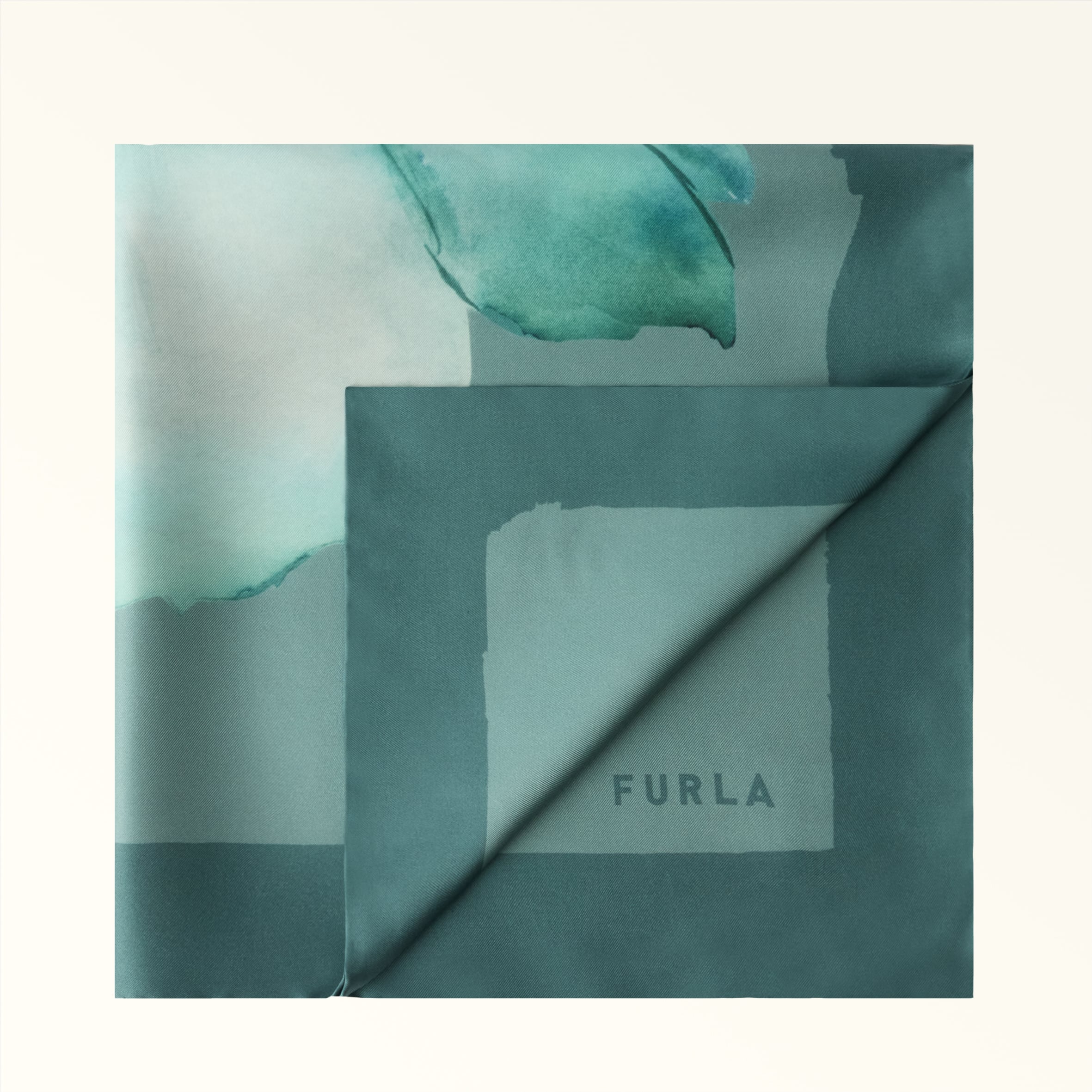 Furla Nuvola Carré Toni Edera Green Silk Twill With Botanica Print Woman