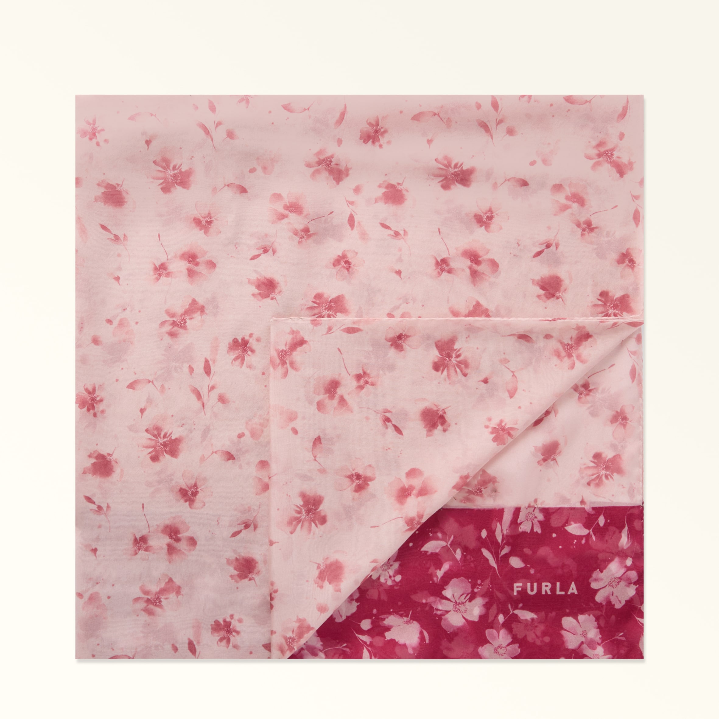 Furla Pink Primavera Stole 70X200 Toni Cloudy Silk Chiffon With Floral Dots Print Woman