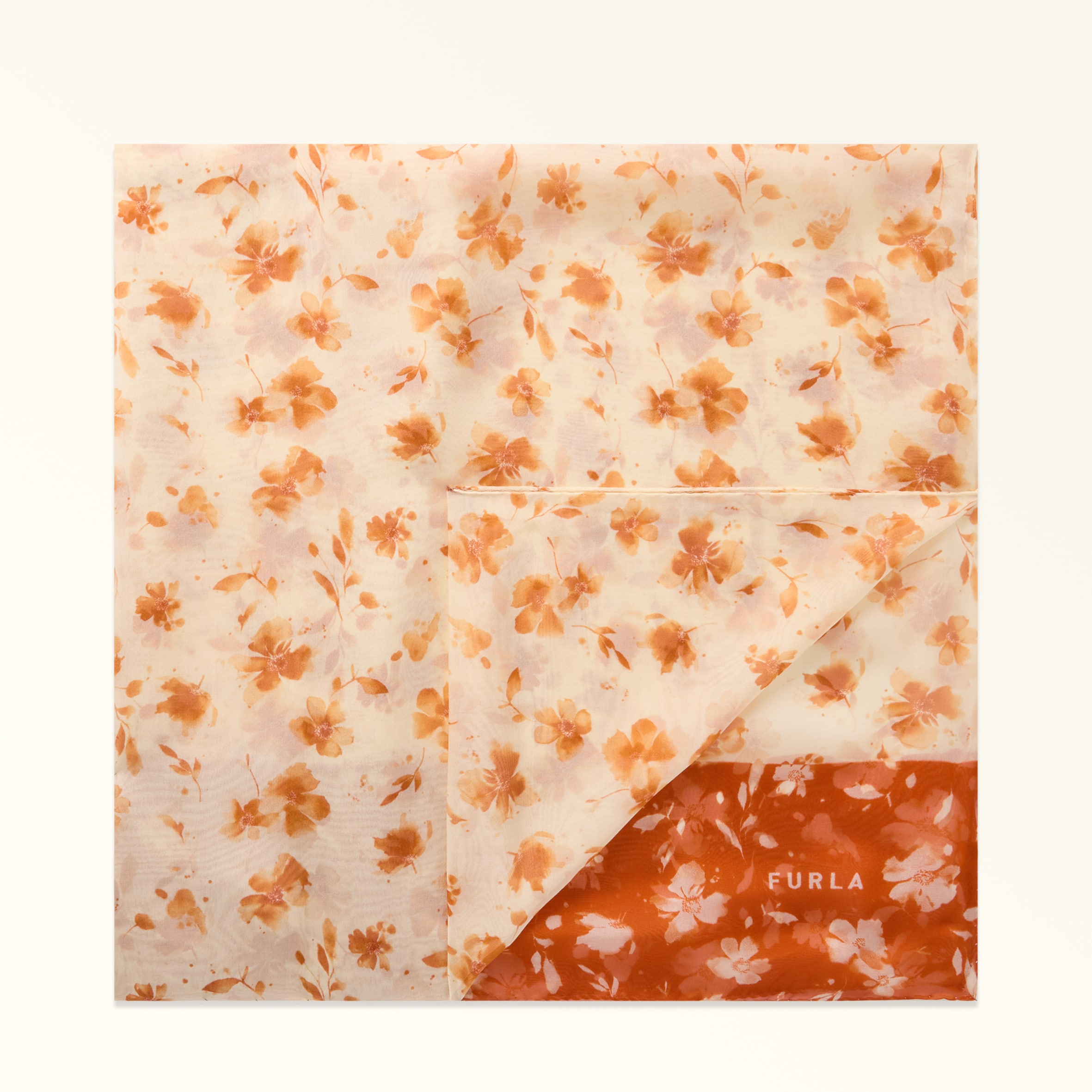 Furla Yellow Primavera Stole 70X200 Toni Morning Silk Chiffon With Floral Dots Print Woman