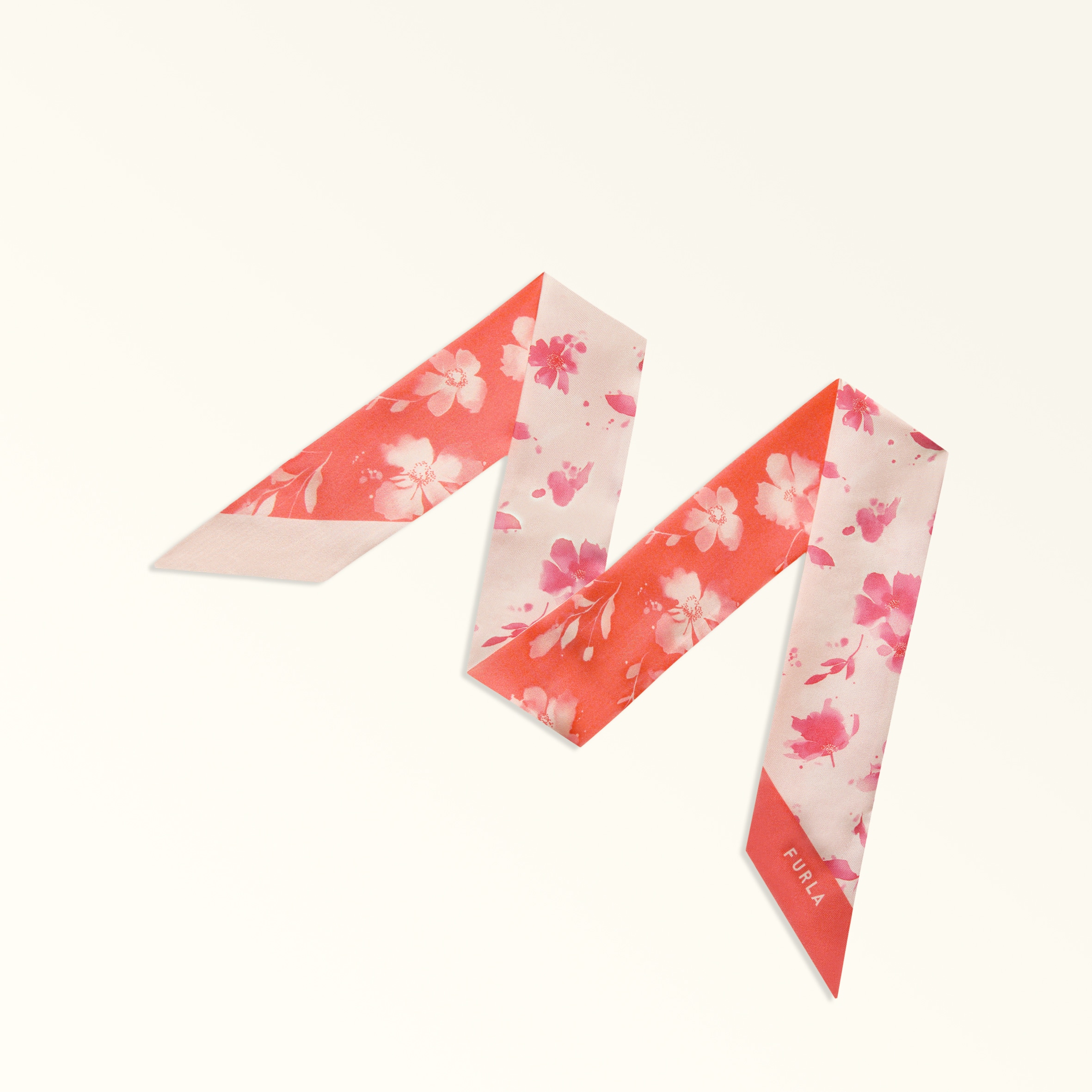 Furla Pink Metropolis Bandeau Toni Dusty Multicolour Silk Twill With Ditsy Garden Print Woman