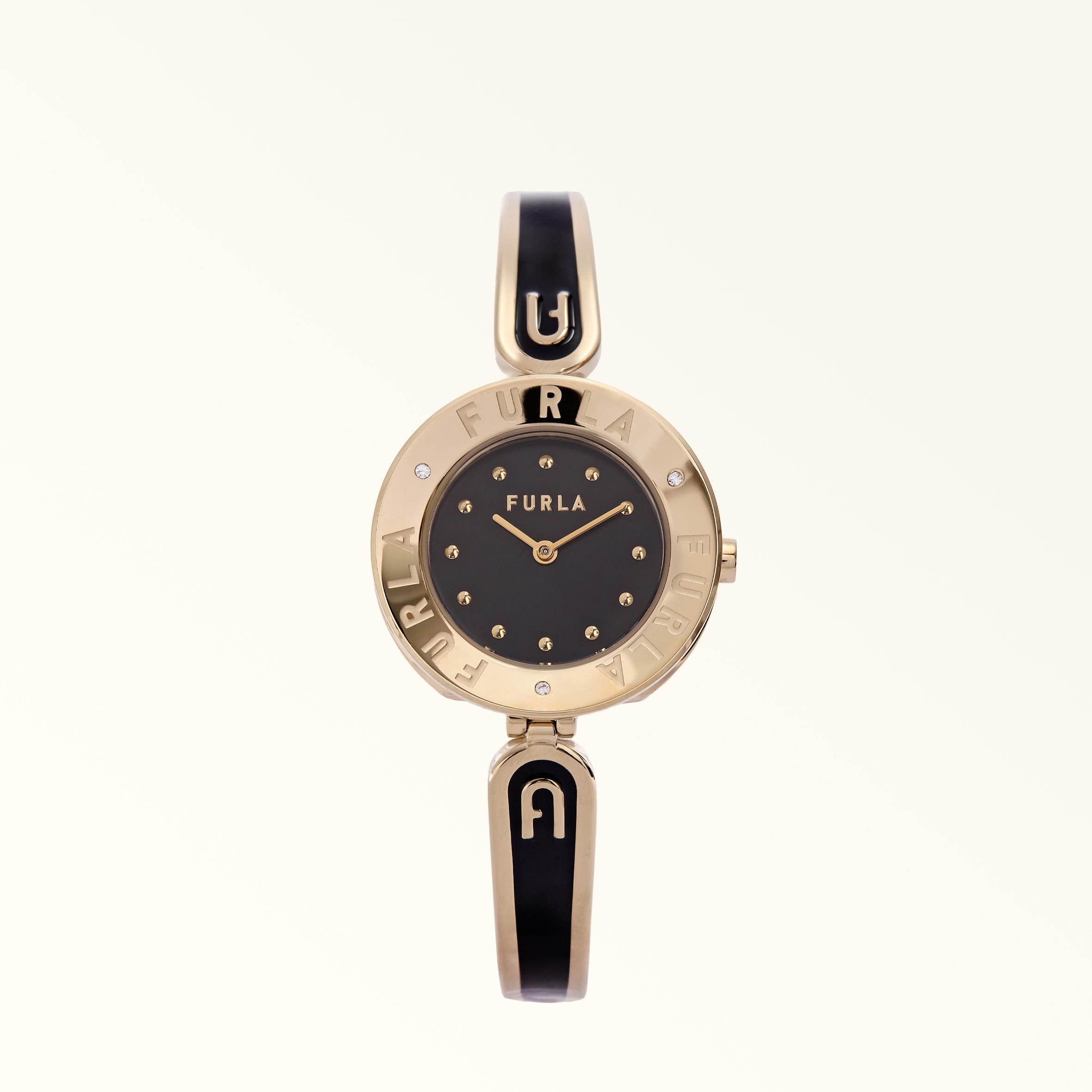 Furla Essential Orologio Con Cassa Tonda Nero Nero Metallo + Resina Donna In Gold